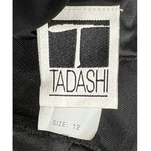 Tadashi Shoji Y2K Halter Dress 12 Black Silk Tiered Layer Cocktail Gown Romantic - Picture 14 of 16